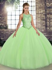 Spectacular Tulle Scoop Sleeveless Lace Up Embroidery Quinceanera Dresses in