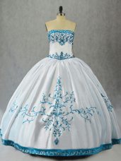Hot Selling Floor Length Aqua Blue Quinceanera Gown Strapless Sleeveless Lace Up