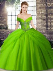 Off The Shoulder Neckline Beading and Pick Ups Quinceanera Gown Sleeveless Lace Up
