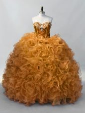Gold Sleeveless Sequins Sweet 16 Quinceanera Dress