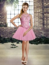 On Sale Sleeveless Lace Up Mini Length Beading Pageant Gowns