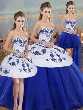 Sweetheart Sleeveless Lace Up Sweet 16 Quinceanera Dress Royal Blue Tulle