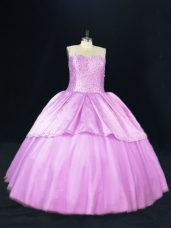 Floor Length Lilac Ball Gown Prom Dress Scoop Sleeveless Lace Up