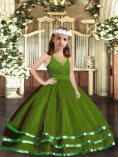 Cheap V-neck Sleeveless Zipper Little Girls Pageant Dress Green Tulle