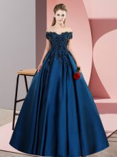 Best Selling Lace Sweet 16 Dresses Navy Blue Zipper Sleeveless Floor Length