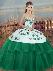 Sleeveless Lace Up Floor Length Embroidery and Bowknot Vestidos de Quinceanera