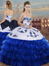 Elegant Ball Gowns Sweet 16 Quinceanera Dress Royal Blue Sweetheart Organza Sleeveless Floor Length Lace Up