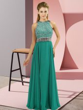 Floor Length Empire Sleeveless Turquoise Prom Evening Gown Side Zipper