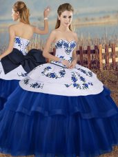Cheap Floor Length Royal Blue Quinceanera Dress Sweetheart Sleeveless Lace Up