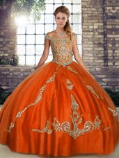 Vintage Tulle Sleeveless Floor Length Quinceanera Dresses and Beading and Embroidery