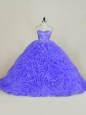 Fabulous Purple Sweetheart Neckline Beading and Ruffles Quinceanera Dresses Sleeveless Lace Up