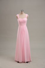 Fashionable Chiffon Sleeveless Floor Length Prom Dress and Ruching