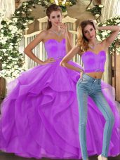 Custom Design Sweetheart Sleeveless Tulle Vestidos de Quinceanera Ruffles Lace Up