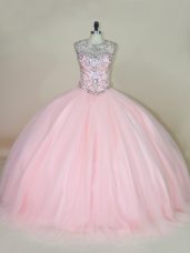 Ball Gowns Sleeveless Baby Pink Vestidos de Quinceanera Lace Up