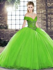 Custom Made Ball Gowns Sleeveless Sweet 16 Dresses Brush Train Lace Up