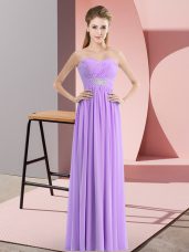High End Lavender Sleeveless Beading Floor Length Homecoming Dress