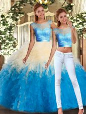 Great Floor Length Two Pieces Sleeveless Multi-color Quinceanera Dresses Backless