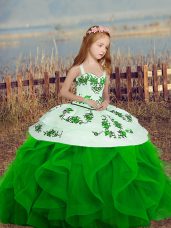 Eye-catching Sleeveless Embroidery and Ruffles Lace Up Little Girls Pageant Dress