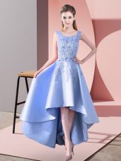 Custom Design Lavender Scoop Zipper Lace Dama Dress Sleeveless