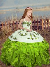 Floor Length Ball Gowns Sleeveless Yellow Green Winning Pageant Gowns Lace Up