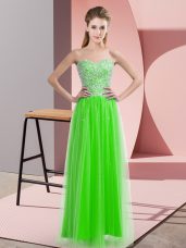 Glorious Beading Prom Gown Lace Up Sleeveless Floor Length