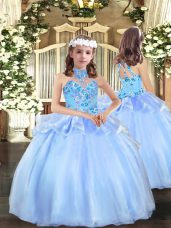 Beautiful Strapless Sleeveless Organza Child Pageant Dress Appliques Lace Up