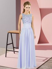 Adorable Sleeveless Floor Length Beading Backless Prom Party Dress with Lavender