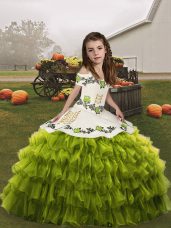 Sleeveless Ruffled Layers Lace Up Pageant Gowns For Girls