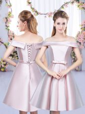 Captivating Baby Pink Sleeveless Bowknot Floor Length Quinceanera Court of Honor Dress