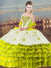Sweetheart Sleeveless Lace Up Quinceanera Dress Olive Green Organza