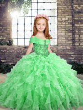 Elegant Floor Length Ball Gowns Sleeveless Kids Pageant Dress Lace Up