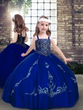 Royal Blue Sleeveless Lace Lace Up Kids Formal Wear for Party and Wedding Party