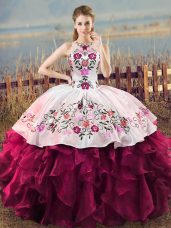 New Style Floor Length Ball Gowns Sleeveless Fuchsia Ball Gown Prom Dress Lace Up