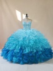 Multi-color Lace Up Sweet 16 Quinceanera Dress Beading and Ruffles Sleeveless Floor Length