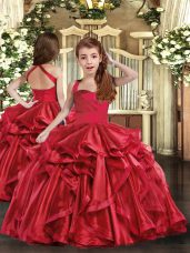 Sleeveless Lace Up Floor Length Ruffles Pageant Gowns For Girls