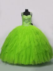 Floor Length Lace Up Sweet 16 Quinceanera Dress for Sweet 16 and Quinceanera with Beading and Ruffles
