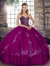 Luxurious Tulle Sleeveless Floor Length Quinceanera Gowns and Beading and Embroidery