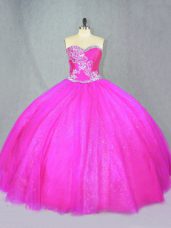 Tulle Sleeveless Floor Length Quinceanera Gowns and Beading
