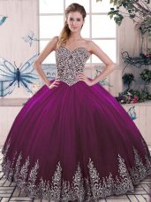 Spectacular Tulle Sleeveless Floor Length Sweet 16 Dresses and Beading and Embroidery