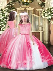 New Arrival Pink Ball Gowns Lace Little Girl Pageant Dress Zipper Tulle Sleeveless Floor Length