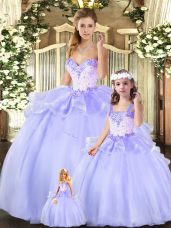 Ball Gowns Vestidos de Quinceanera Lavender Sweetheart Organza Sleeveless Floor Length Lace Up
