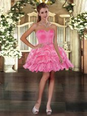 Sweetheart Sleeveless Organza Pageant Dress for Girls Beading and Pick Ups Lace Up