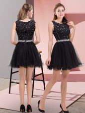 Discount Mini Length A-line Sleeveless Black Dress for Prom Zipper