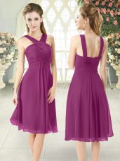 Knee Length Purple Homecoming Dress Straps Sleeveless Zipper