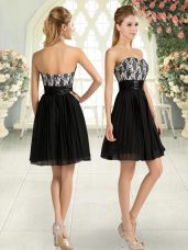 Sweet Sweetheart Sleeveless Prom Dress Mini Length Lace Black Chiffon