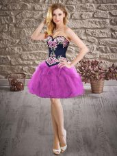 Sumptuous Mini Length Purple Evening Dress Sweetheart Sleeveless Lace Up