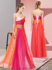 Modest Multi-color Sleeveless Beading Floor Length Prom Party Dress