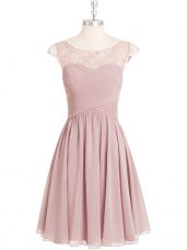 Noble Lace Pink Cap Sleeves Mini Length