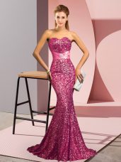 Pink Sweetheart Neckline Beading Dress for Prom Sleeveless Backless