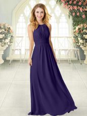 Most Popular Purple Scoop Zipper Ruching Prom Dresses Sleeveless